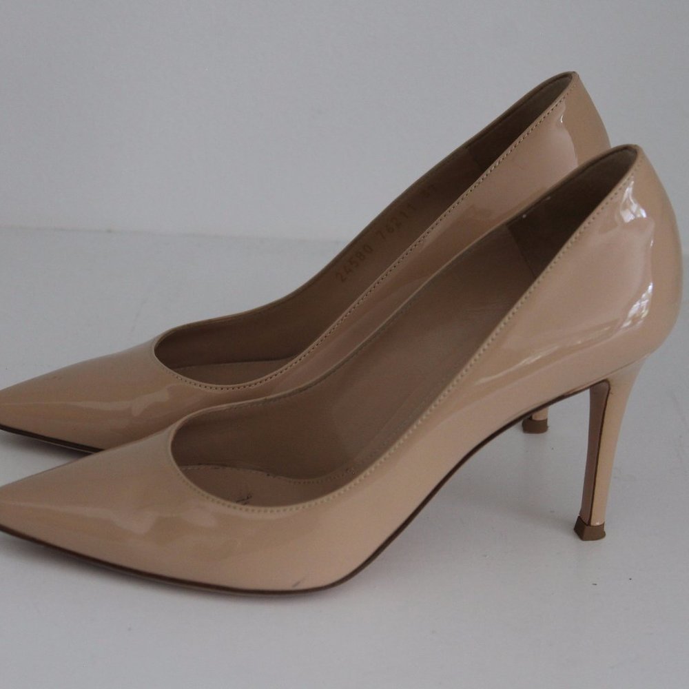 Gianvito Rossi Patent Leather Cream Nude Tan Stiletto Pumps Heels Size 37 - Picture 7 of 9